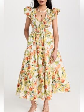 Phoebe O.P.T Floral Maxi Dress | Romantic Cottagecore Boho Flowing Dress Small